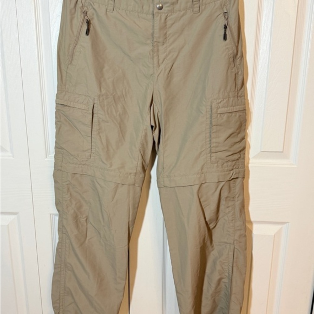 REI Women's Tan Cargo Pants. UPF 50+. Zip Off Legs Sz 14 FH
